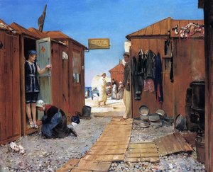Strandhytter ved Etretat, Frankrike, 1881